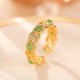 925 Silver Plated Gold Cyan Jade Success Ring
