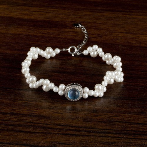 925 Silver Pearl Blue Chalcedony Healing Ring 925 Silver Pearl Blue Chalcedony Healing Ring