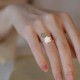 14K Gold Plated Tridacna Stone Rose Flower Jade Blessing Ring 14K Gold Plated Tridacna Stone Rose Flower Jade Blessing Ring