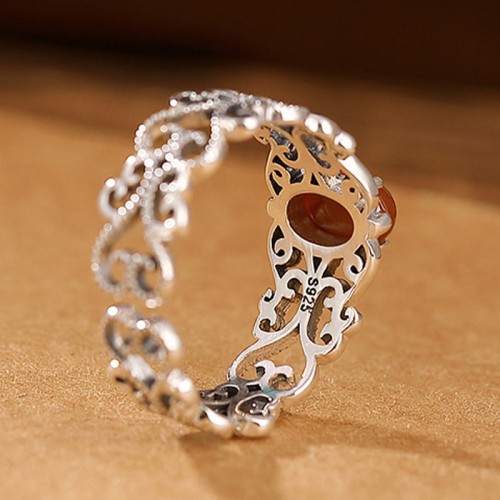 925 Sterling Silver Red Agate Calm Ring 925 Sterling Silver Red Agate Calm Ring