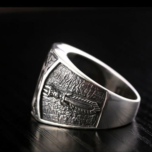 925 Silver Sanskrit Protection Adjustable Ring