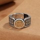 Tibetan Om Mani Padme Hum Copper Coin Rotatable Ring