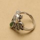 925 Silver Peacock Hetian Cyan Jade Fortune Adjustable Ring
