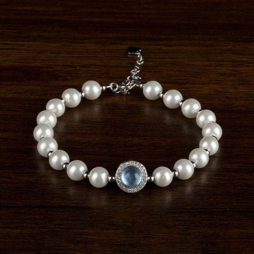 925 Silver Pearl Blue Chalcedony Healing Ring 925 Silver Pearl Blue Chalcedony Healing Ring