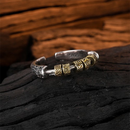 925 Sterling Silver Tang Dynasty Flower Luck Ring