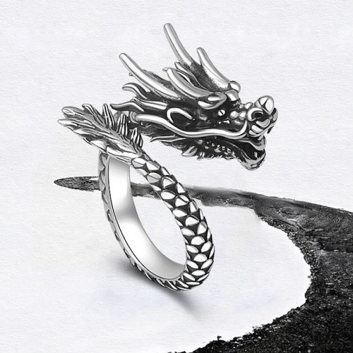 990 Silver Dragon Luck Protection Ring 990 Silver Dragon Luck Protection Ring