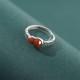 925 Silver Red Agate Gourd Coin Self-acceptance Ring