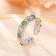 925 Silver Plated Gold Cyan Jade Success Ring