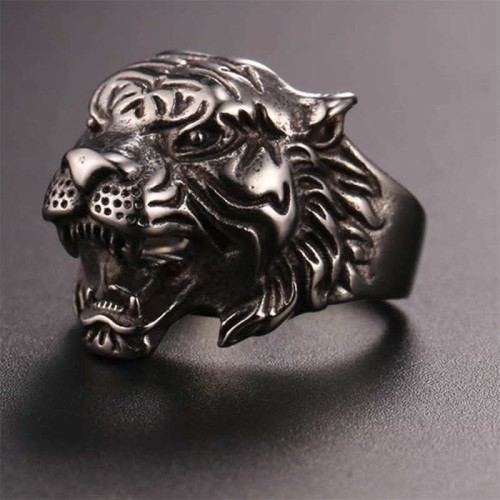 Men's Tiger Head Titanium Steel Punk Rock Ring Men's Tiger Head Titanium Steel Punk Rock Ring
