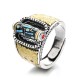 Tibetan Nine-Eye Dzi Bead Rotatable Wealth Ring