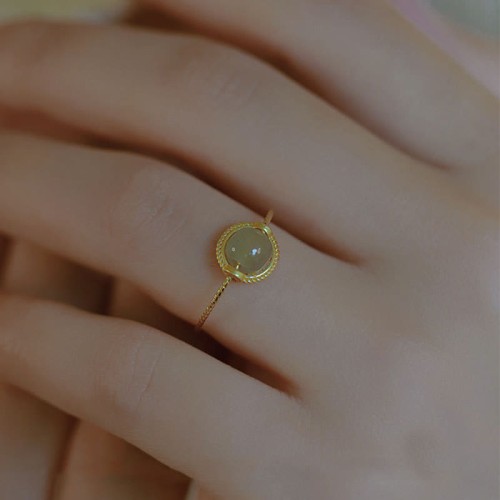 14K Gold Plated Round Jade Luck Ring 14K Gold Plated Round Jade Luck Ring