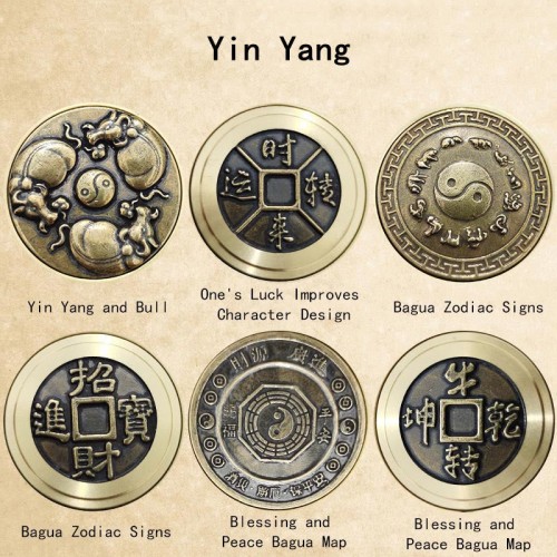 Four Beasts Feng Shui Yin Yang Bagua Copper Coin Decoration Four Beasts Feng Shui Yin Yang Bagua Copper Coin Decoration