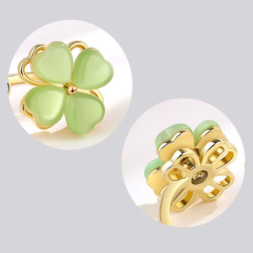 Cat's Eye Clover Zircon Love Rotatable Ring Cat's Eye Clover Zircon Love Rotatable Ring