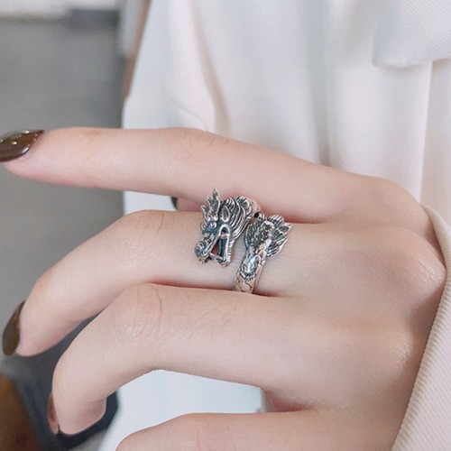 925 Sterling Silver Year of the Dragon Luck Ring