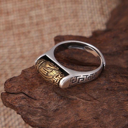 Tibetan Om Mani Padme Hum Rotatable Ring