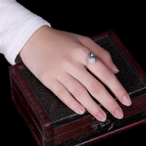 Jade Lotus Copper Healing Adjustable Ring