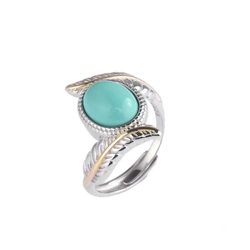 925 Silver Turquoise Feather Protection Ring
