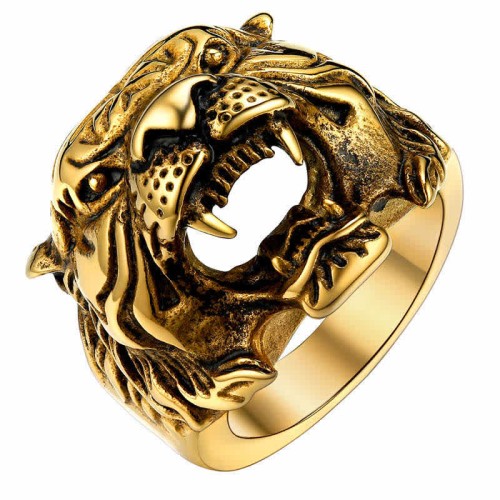 Men's Tiger Head Titanium Steel Punk Rock Ring Men's Tiger Head Titanium Steel Punk Rock Ring
