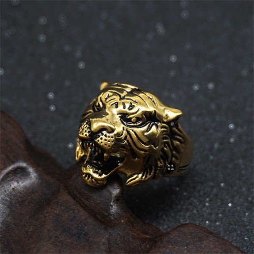 Men's Tiger Head Titanium Steel Punk Rock Ring Men's Tiger Head Titanium Steel Punk Rock Ring