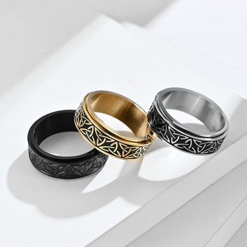Triangle Knot Titanium Steel Calm Ring