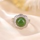 925 Silver Hetian Cyan Jade Luck Ring 925 Silver Hetian Cyan Jade Luck Ring
