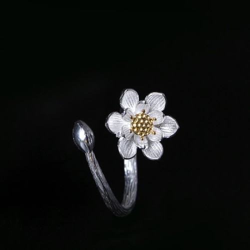 925 Silver Lotus Blessing Ring 925 Silver Lotus Blessing Ring