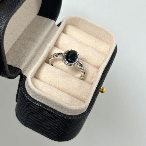 925 Sterling Silver Black Onyx Fortune Ring 925 Sterling Silver Black Onyx Fortune Ring