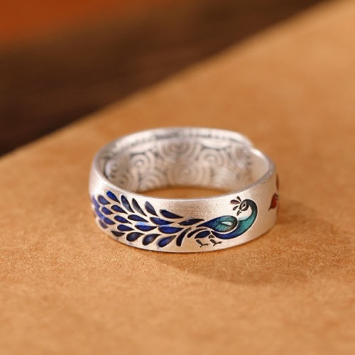 999 Silver Peacock Lotus Fortune Ring 999 Silver Peacock Lotus Fortune Ring