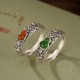 925 Silver Red Agate Cyan Jade Gourd Ring 925 Silver Red Agate Cyan Jade Gourd Ring