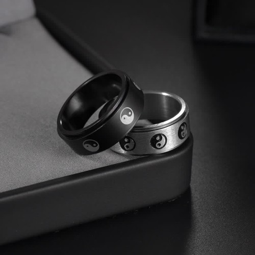 Yin Yang Titanium Steel Rotatable Balance Ring Yin Yang Titanium Steel Rotatable Balance Ring