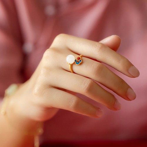 White Jade Auspicious Cloud Luck Ring White Jade Auspicious Cloud Luck Ring