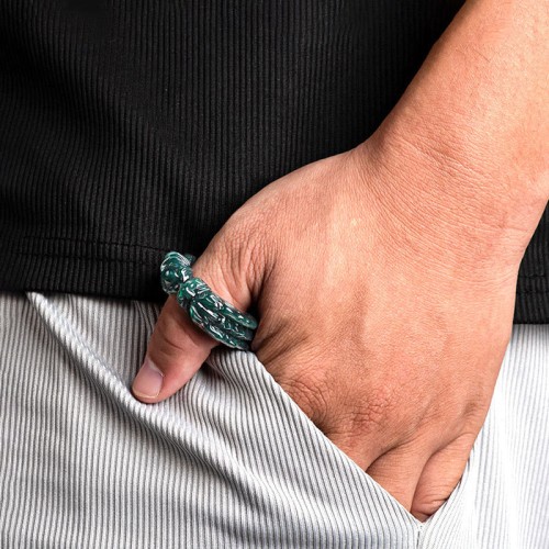 Natural Cyan Jade Dragon Success Ring Natural Cyan Jade Dragon Success Ring
