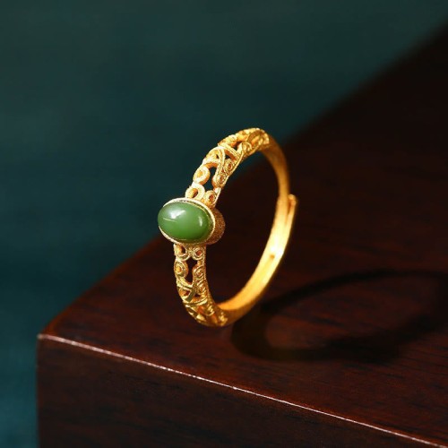 Auspicious Cloud Cyan Jade Luck Ring Auspicious Cloud Cyan Jade Luck Ring