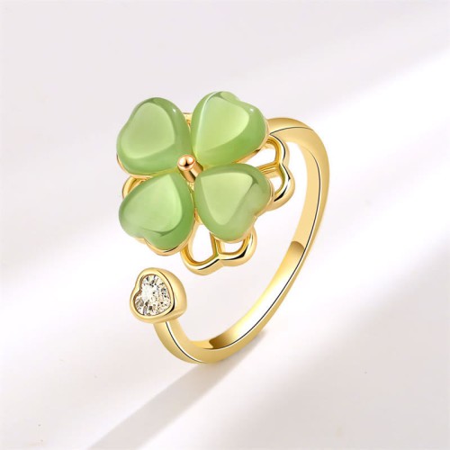 Cat's Eye Clover Zircon Love Rotatable Ring Cat's Eye Clover Zircon Love Rotatable Ring