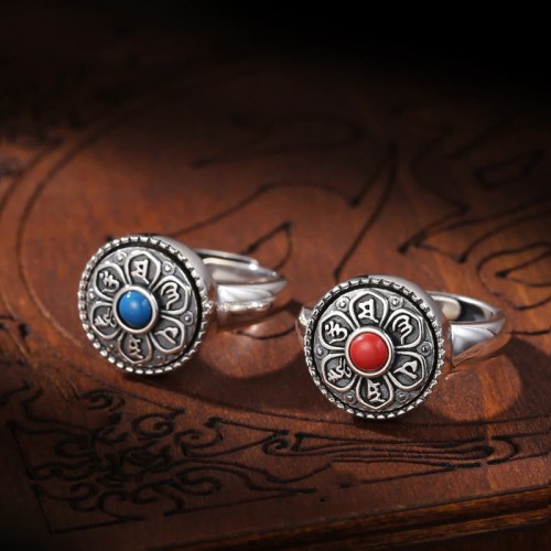 Tibetan Om Mani Padme Hum Peace Rotatable Ring