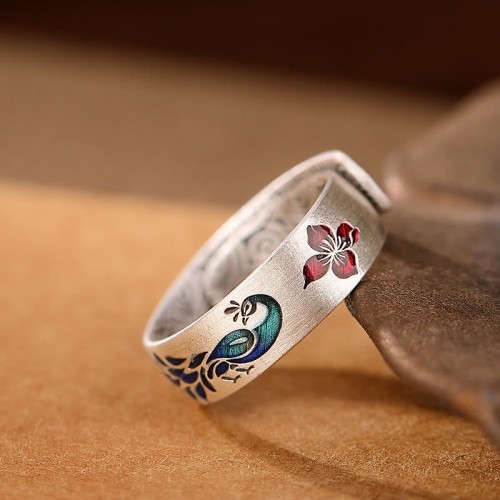999 Silver Peacock Lotus Fortune Ring 999 Silver Peacock Lotus Fortune Ring