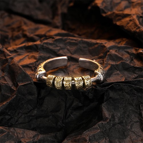 925 Sterling Silver Tang Dynasty Flower Luck Ring