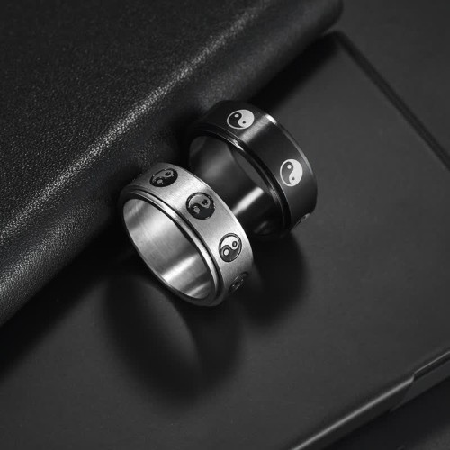 Yin Yang Titanium Steel Rotatable Balance Ring Yin Yang Titanium Steel Rotatable Balance Ring