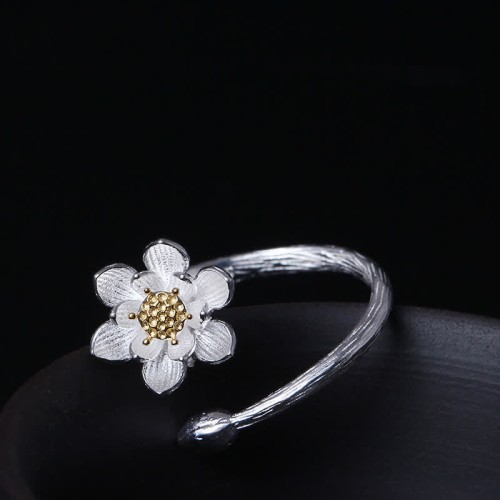 925 Silver Lotus Blessing Ring 925 Silver Lotus Blessing Ring
