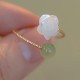 14K Gold Plated Tridacna Stone Rose Flower Jade Blessing Ring 14K Gold Plated Tridacna Stone Rose Flower Jade Blessing Ring
