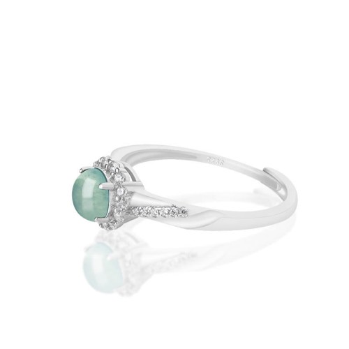 925 Sterling Silver Round Jade Luck Adjustable Ring 925 Sterling Silver Round Jade Luck Adjustable Ring