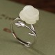 925 Silver Plated Gold Rose Hetian Jade Happiness Ring