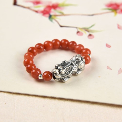925 Silver Garnet Moonstone PiXiu Wealth Ring 925 Silver Garnet Moonstone PiXiu Wealth Ring