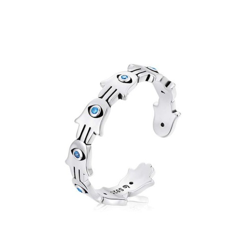925 Silver Hamsa Symbol Zircon Adjustable Ring 925 Silver Hamsa Symbol Zircon Adjustable Ring