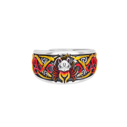 999 Silver Nine-Tailed Fox Protection Ring