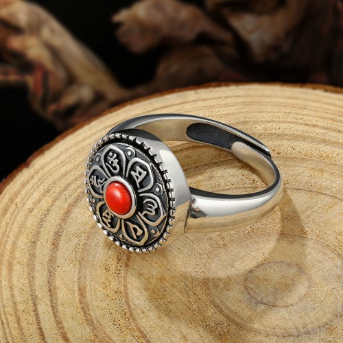 Tibetan Om Mani Padme Hum Peace Rotatable Ring