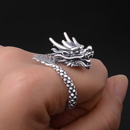 990 Silver Dragon Luck Protection Ring 990 Silver Dragon Luck Protection Ring