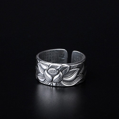 Tibetan Lotus White Copper Enlightenment Ring