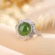 925 Silver Hetian Cyan Jade Luck Ring 925 Silver Hetian Cyan Jade Luck Ring