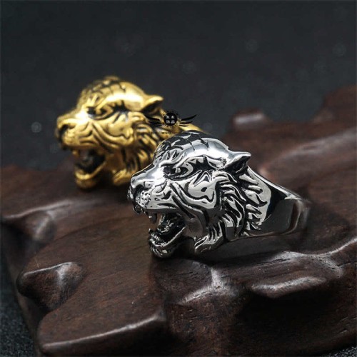 Men's Tiger Head Titanium Steel Punk Rock Ring Men's Tiger Head Titanium Steel Punk Rock Ring